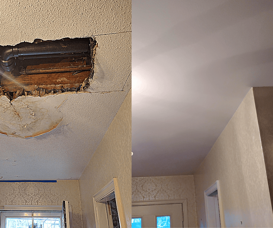 Ceiling before and after